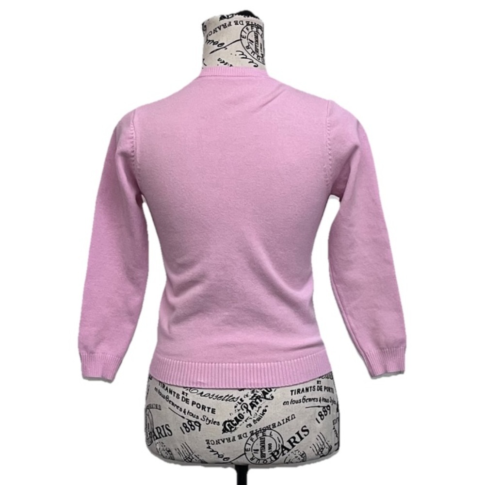 Pink Knit Cardigan Sweater XS 3/4 Sleeve Button Front Soft Girl Coquette Preppy - Picture 5 of 7